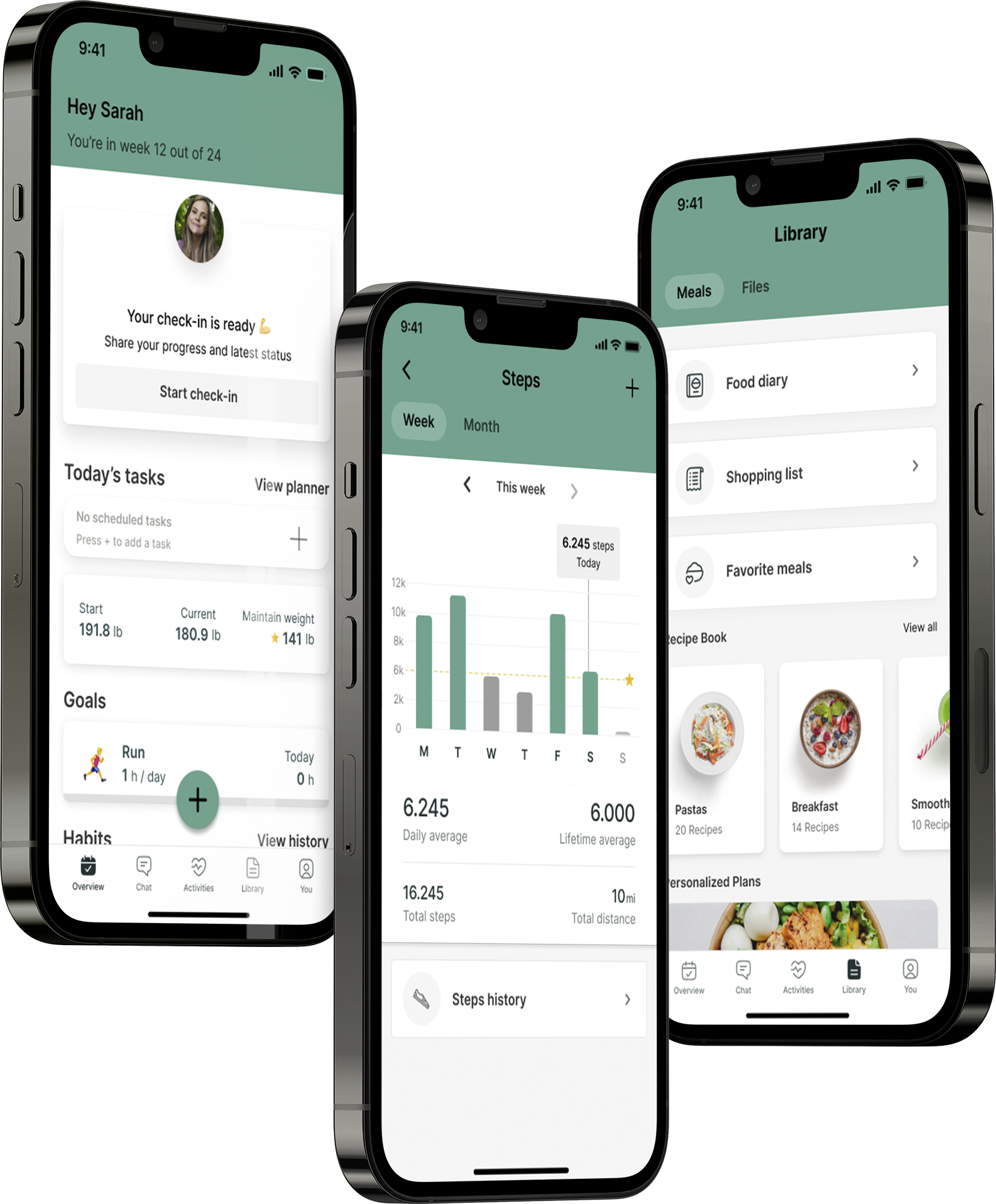 A mockup of the coaching app showcasing the features.